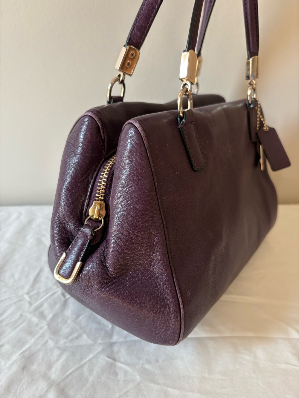 Coach Madison Mini Leather Satchel Handbag in Deep Plum - Picture 6 of 8